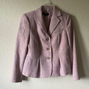 Talbots Petites SZ 4  Pink Wool Blend Blazer Jacket 2 Button Lined Career Office